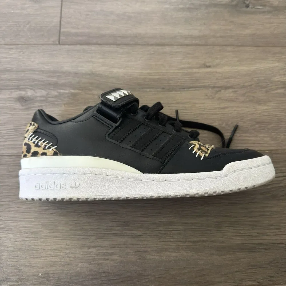 adidas Forum Low J Black Leopard GZ0803 Studded Sneakers US 6.5 Women’s 8
